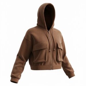 Coco & Shay Brown Hooded Women's Corduroy Jacket Size Medium